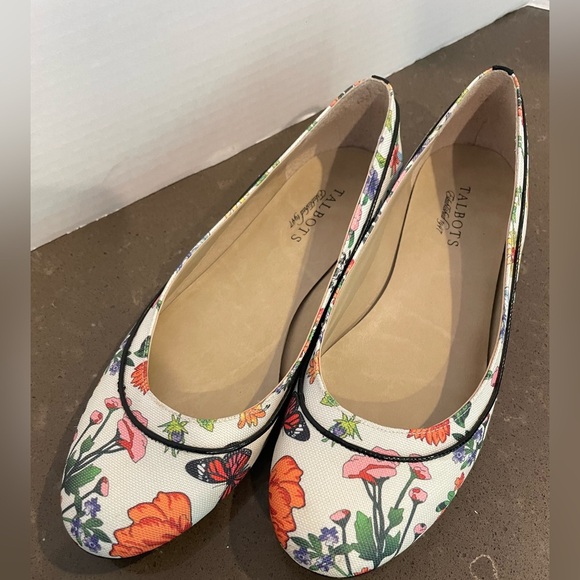 Talbots Women's Floral Flats - White and Multicolor - Picture 1 of 5